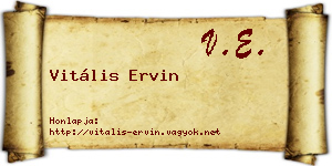 Vitális Ervin névjegykártya